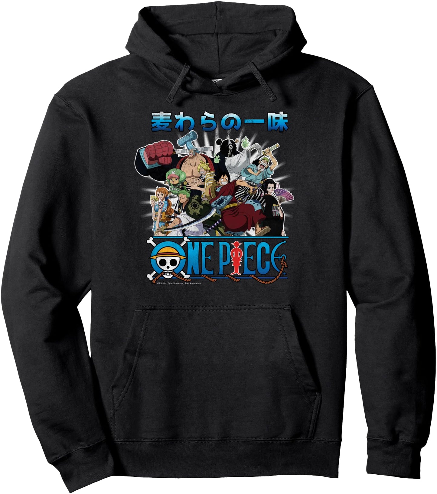 One Piece Anime Retro Straw Hat Crew Cast Collage Pullover Hoodie