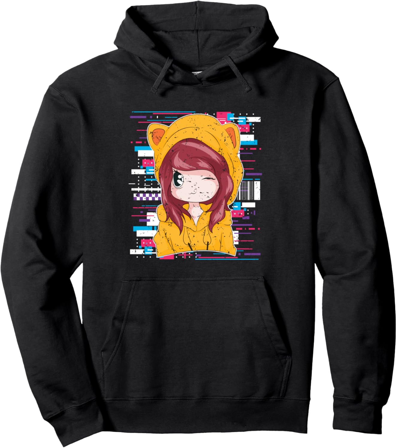Glitch Japanese Anime Girl Manga Lover Otaku Kawaii Anime Pullover Hoodie
