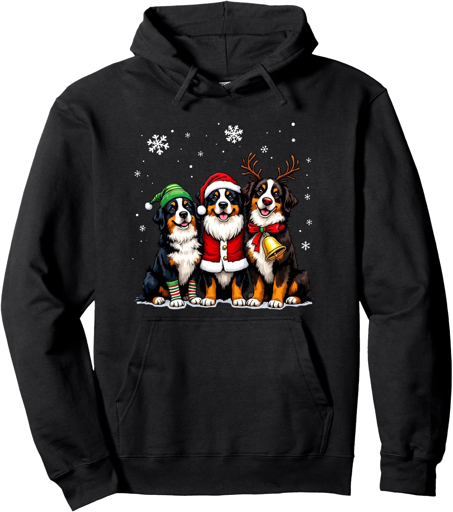 Bernese Mountain Dog Christmas Dogs Funny Santa Reindeer Elf Pullover Hoodie