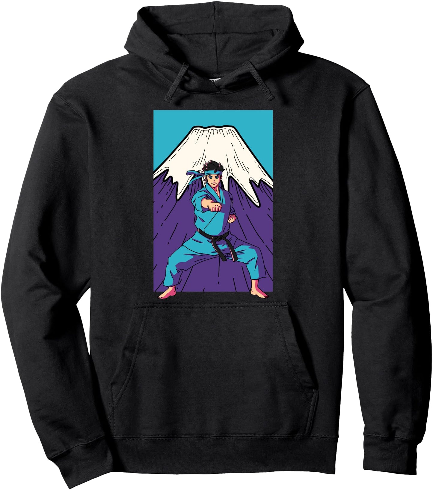 Karate Anime Boy Fujiyama Mt. Fuji Japanese Culture Sport Pullover Hoodie