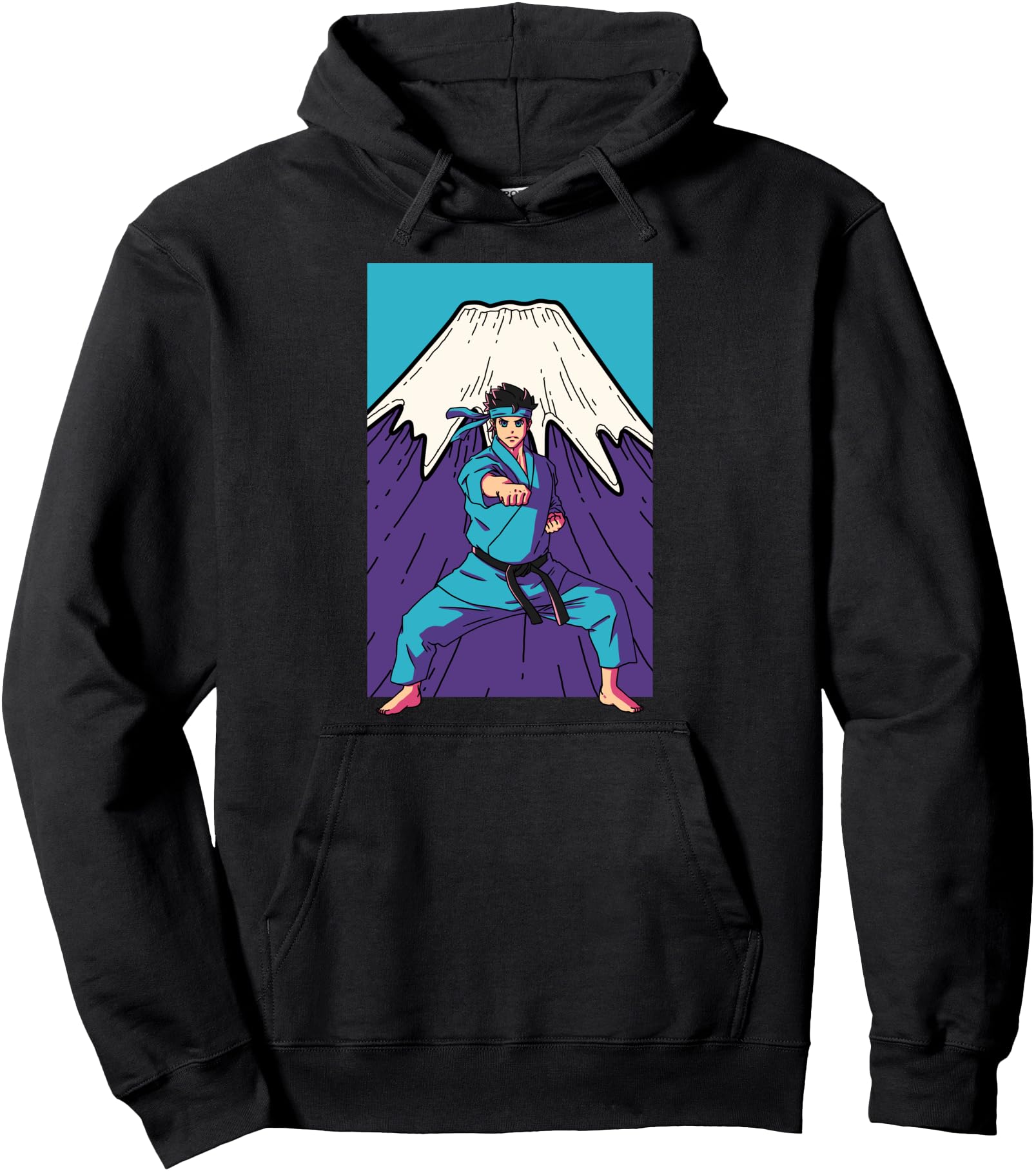 Karate Anime Boy Fujiyama Mt. Fuji Japanese Culture Sport Pullover Hoodie