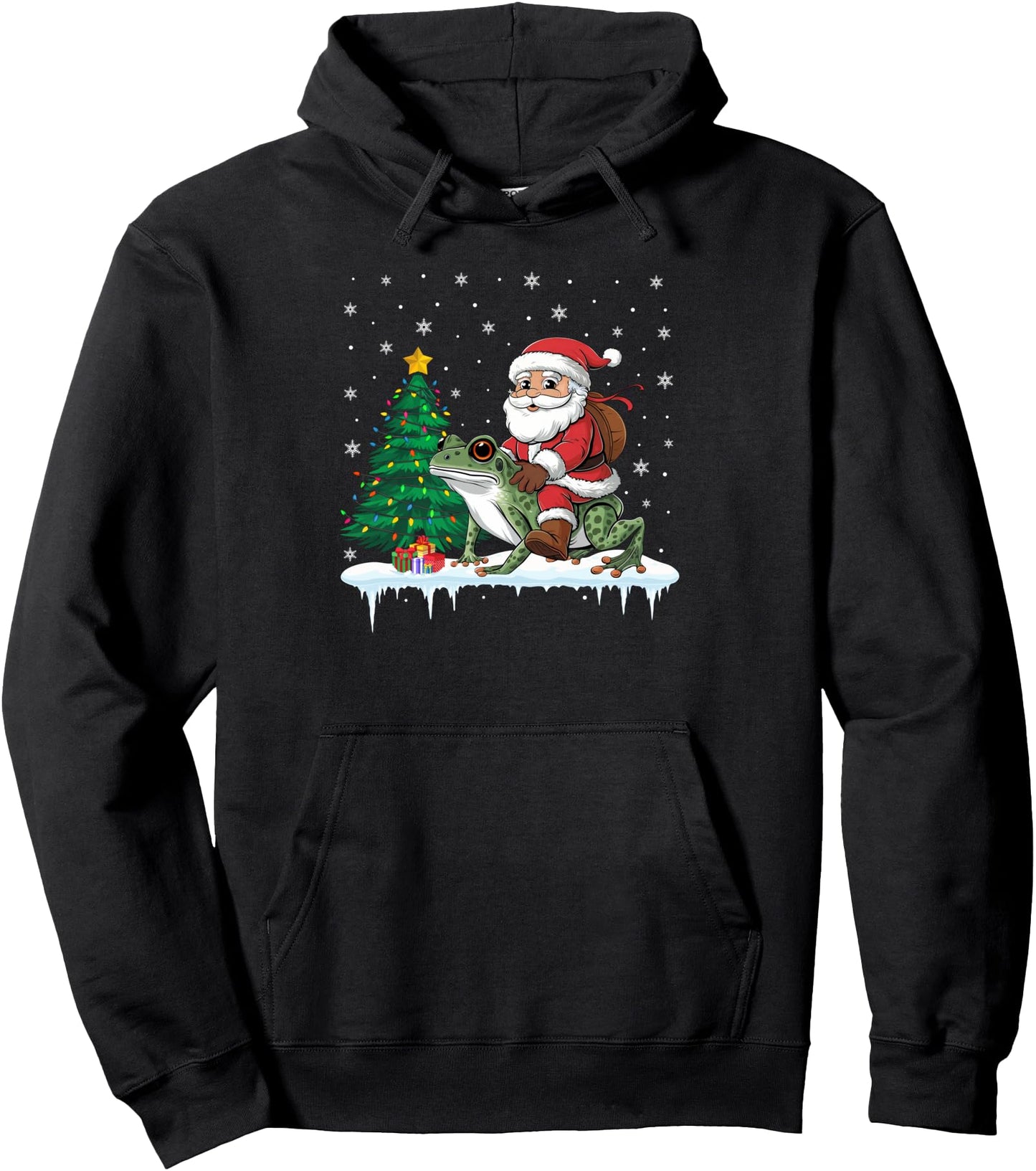 Santa Claus Riding Poison Dart Frog Boys Girls Christmas Pullover Hoodie