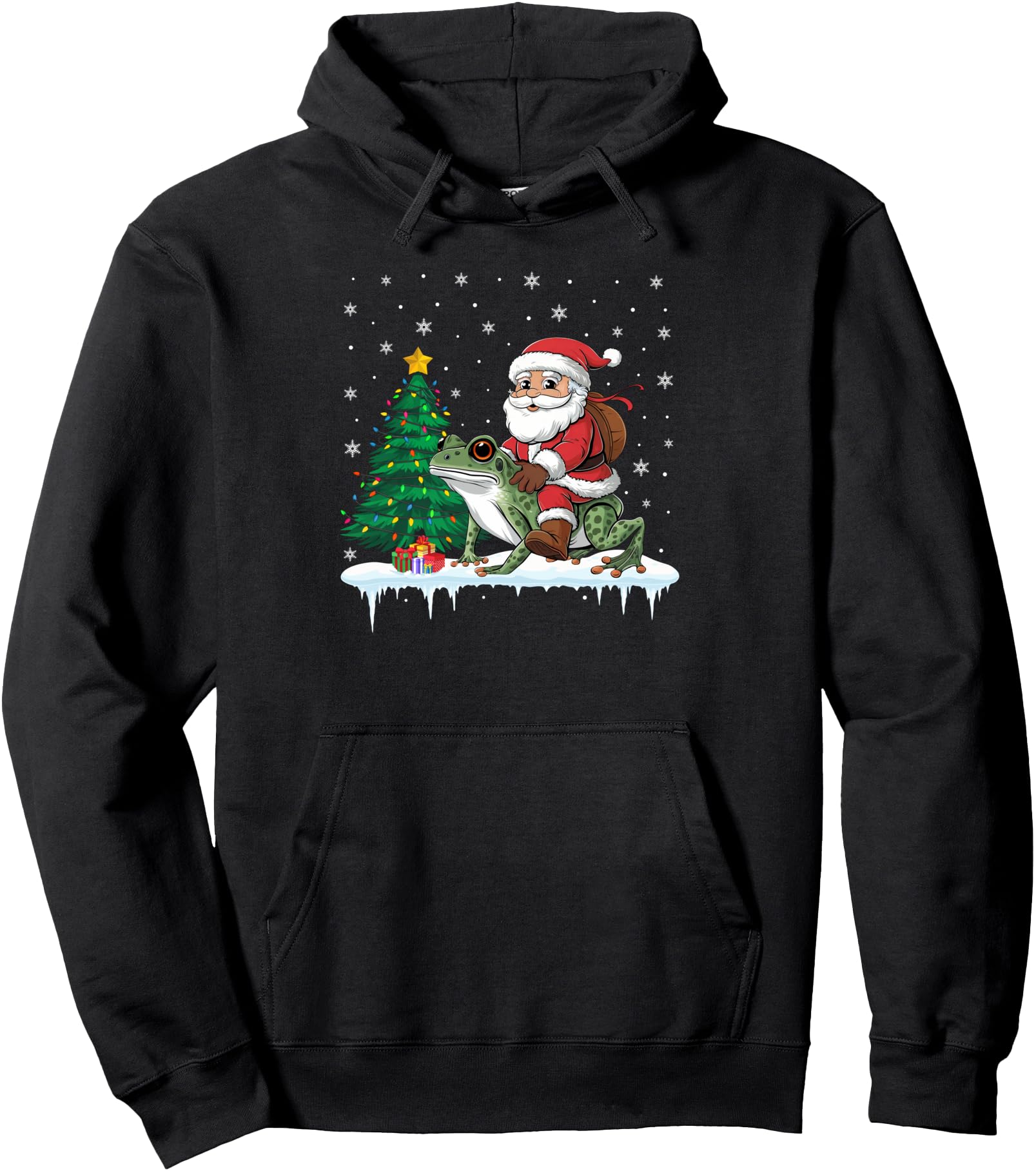 Santa Claus Riding Poison Dart Frog Boys Girls Christmas Pullover Hoodie