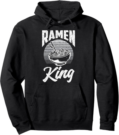 Men's Ramen King, Cute Japanese For Men, Retro Anime Pullover Hoodie