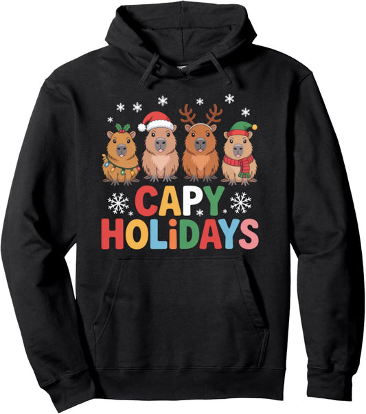 Capy Holidays Funny Christmas Capybara Lover Shirt Pullover Hoodie