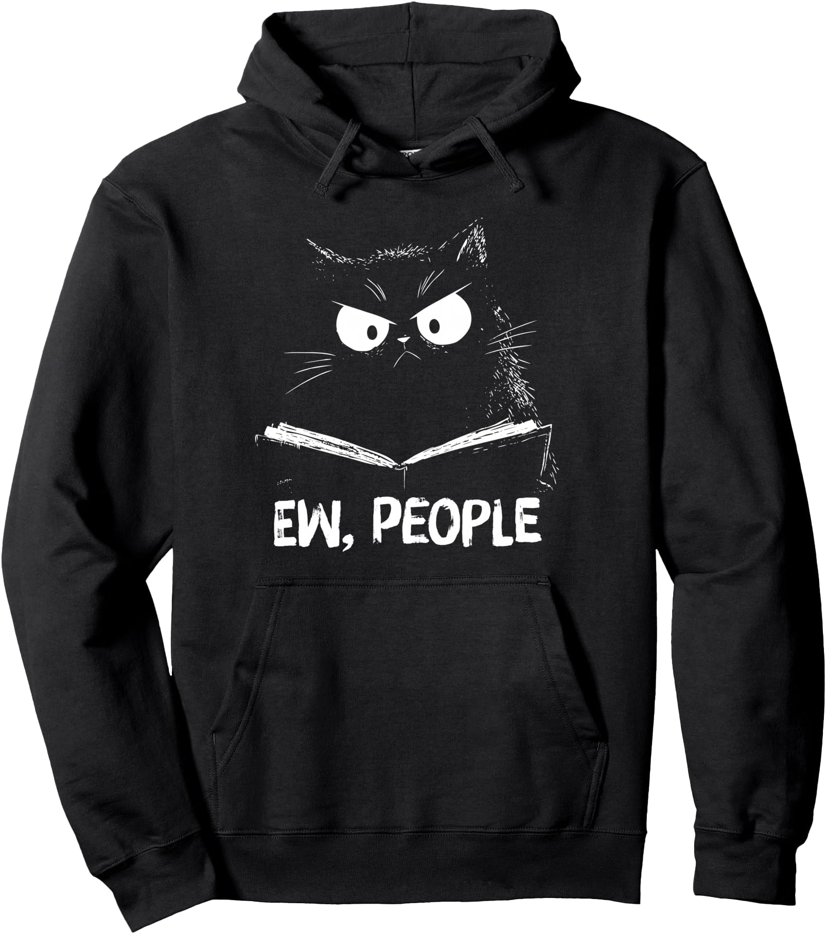 Funny Cat Reading Ew People Pullover Hoodie