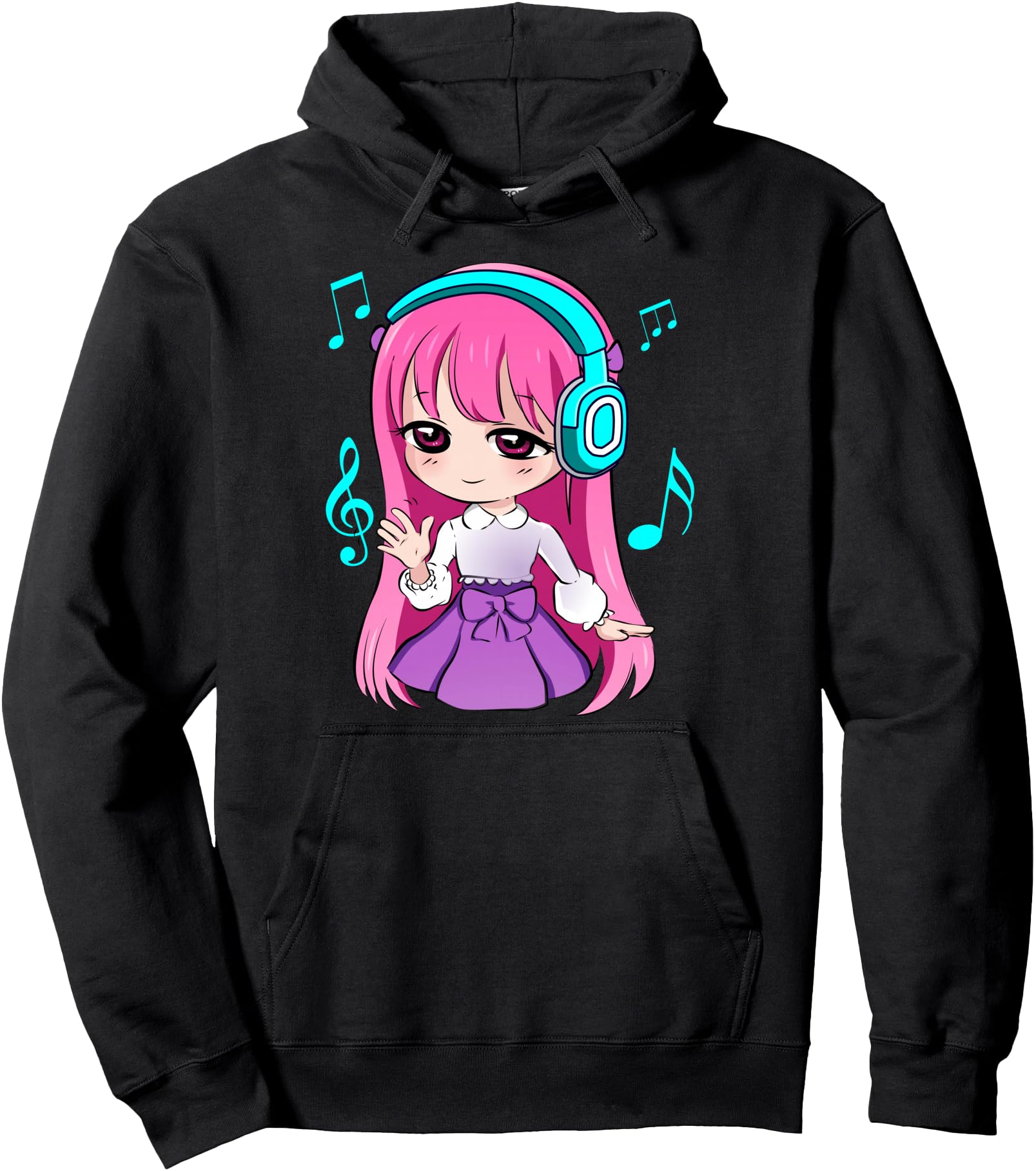 Anime and Music Girl for Teen chibi graphic Anime girl Pullover Hoodie