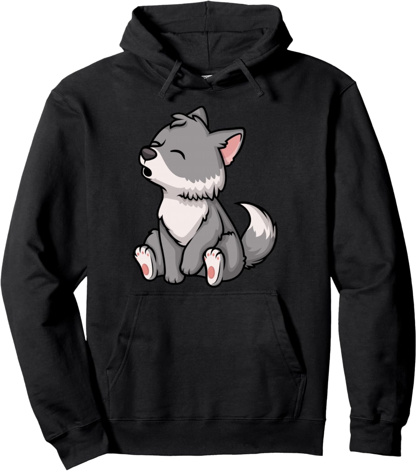 Kawaii Chibi Wolf Cute Howling Anime Pup Pullover Hoodie