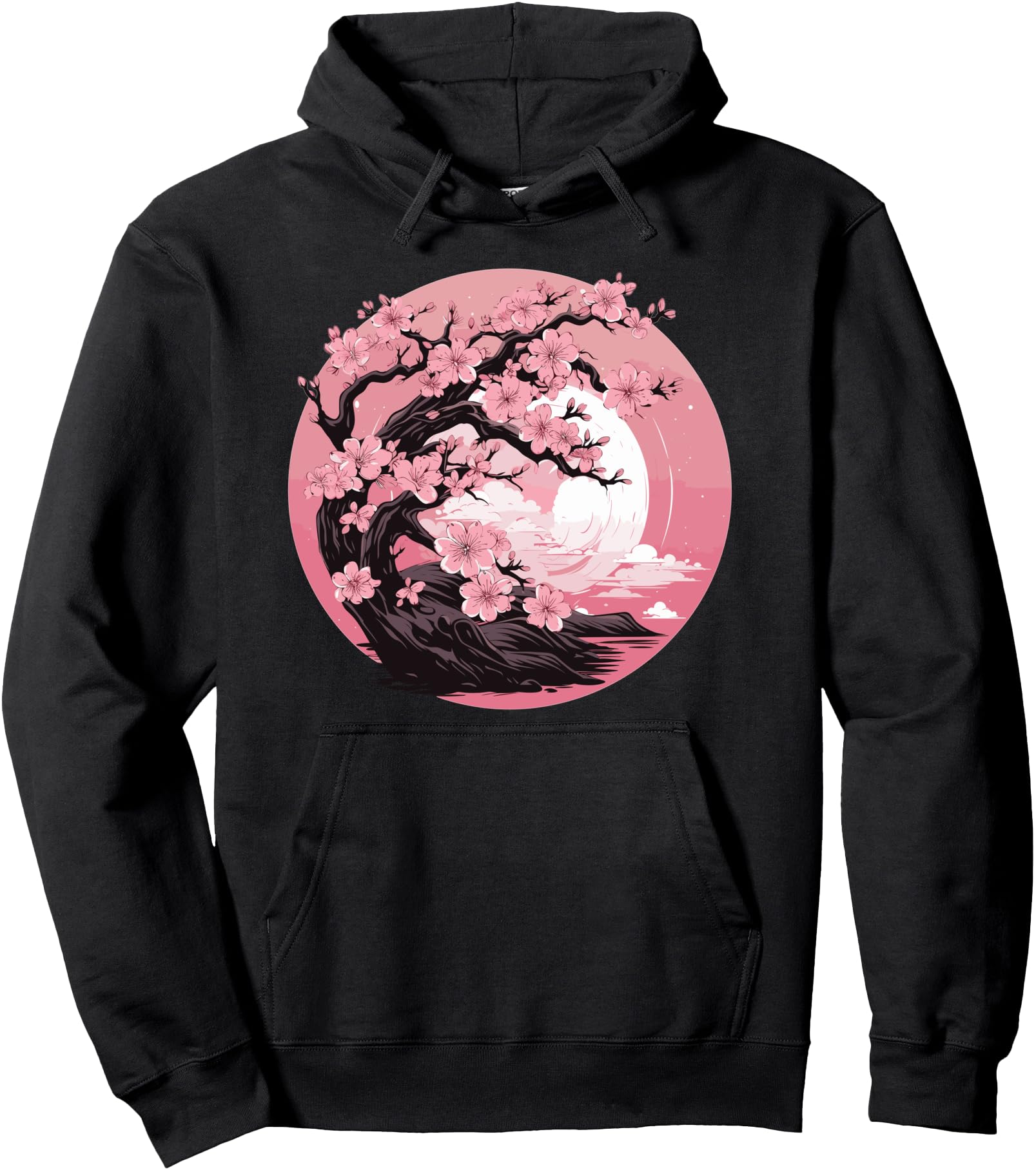 Japanese Aesthetic Vaporwave Cherry Blossom Tree Pullover Hoodie