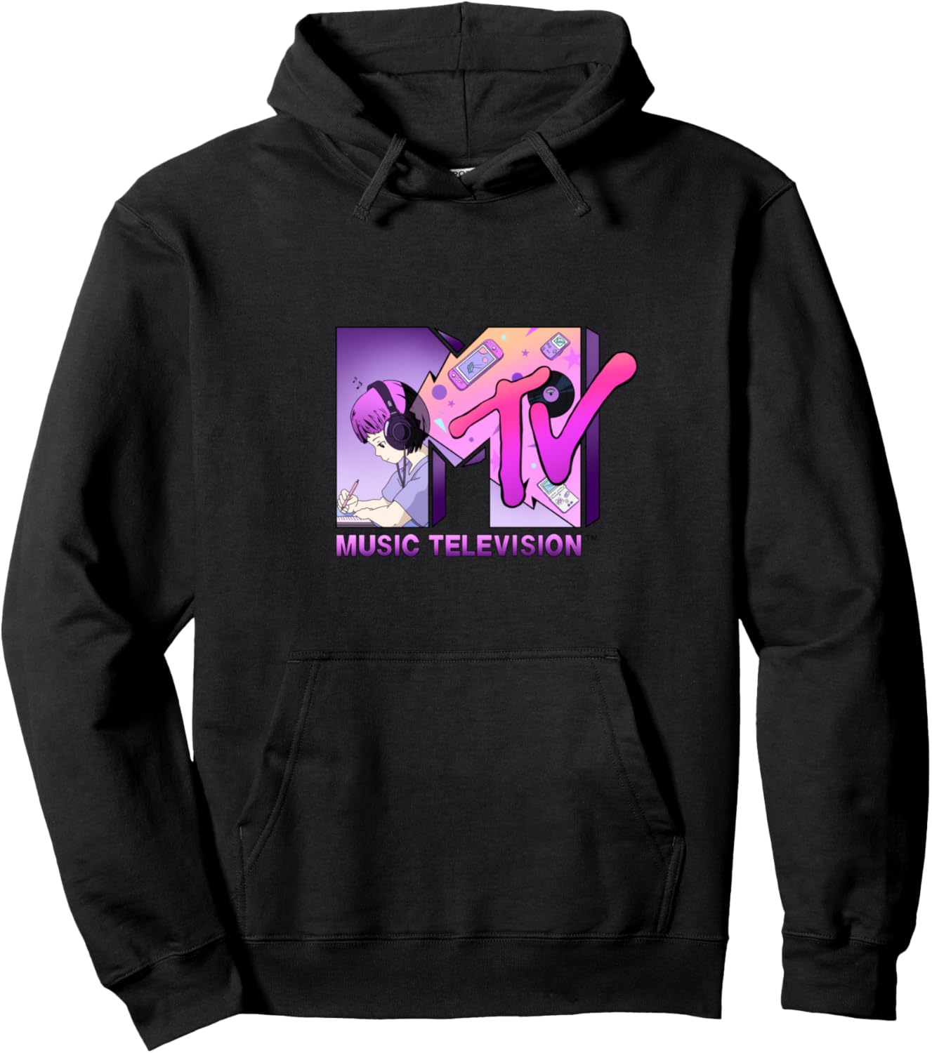 Mademark x MTV - The official MTV Logo in anime gamer style Pullover Hoodie