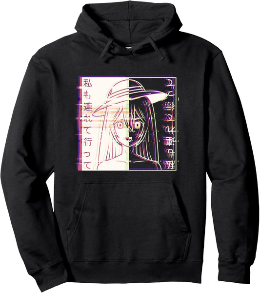 Aesthetic Vaporwave Waifu Anime Girl Pullover Hoodie
