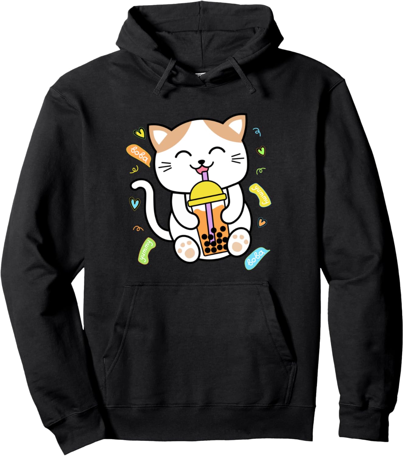 Kawaii Cat Boba Tea Bubble Milk Tea Cute Japanese Anime Pullover Hoodie