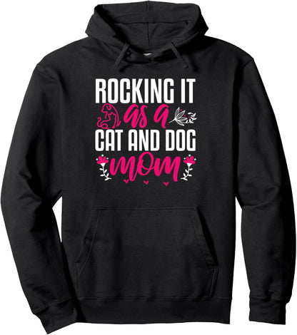 Cat And Dog Mom Fur Mama Mother's Day Pullover Hoodie