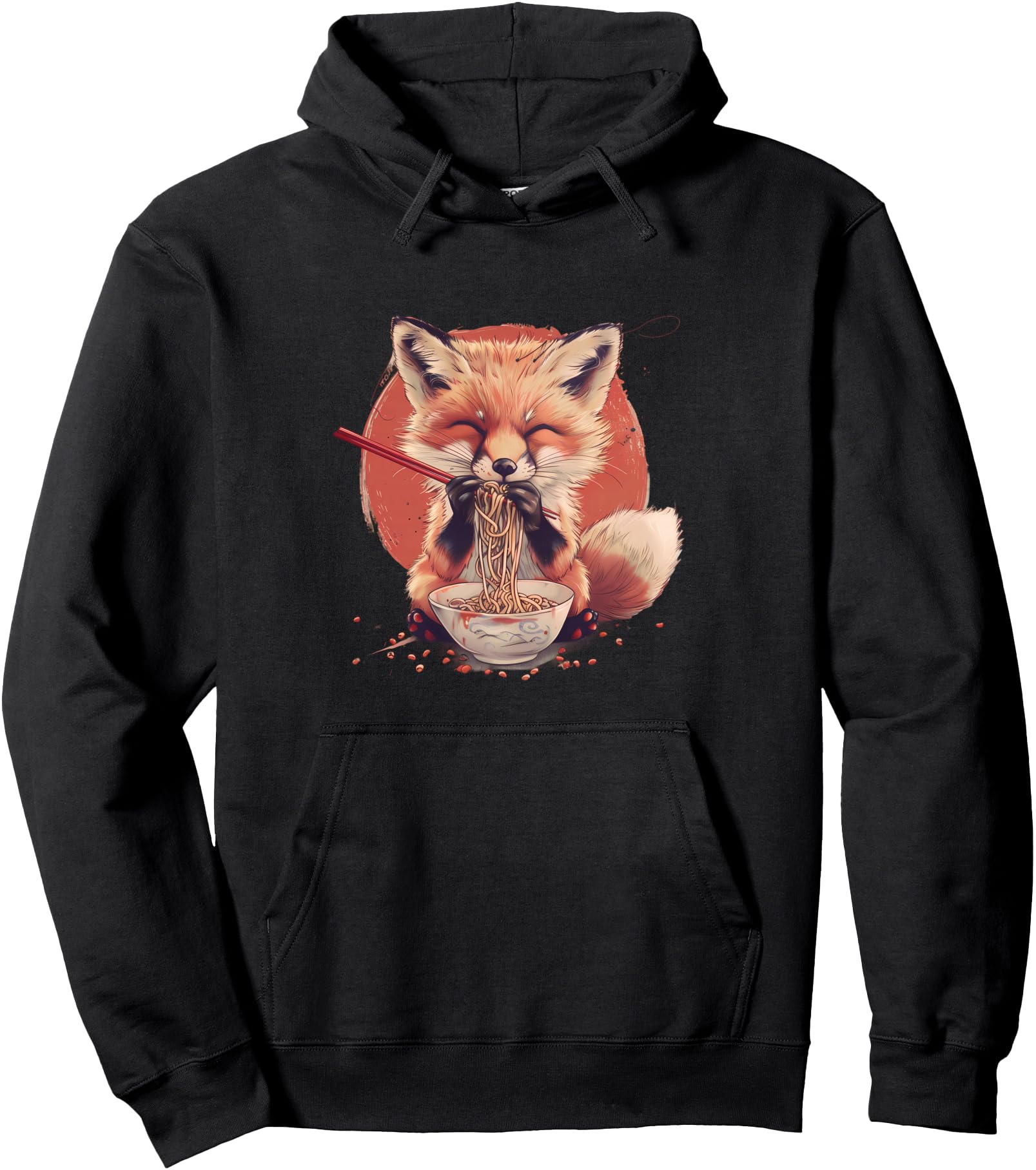 Cute Fox Eating Ramen Noodles Japanese Noodles Ramen Lover Pullover Hoodie