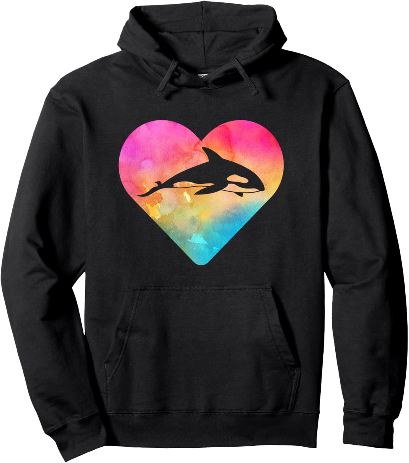 Women or Girls Orca Whale Tie Dye Watercolor Pullover Hoodie