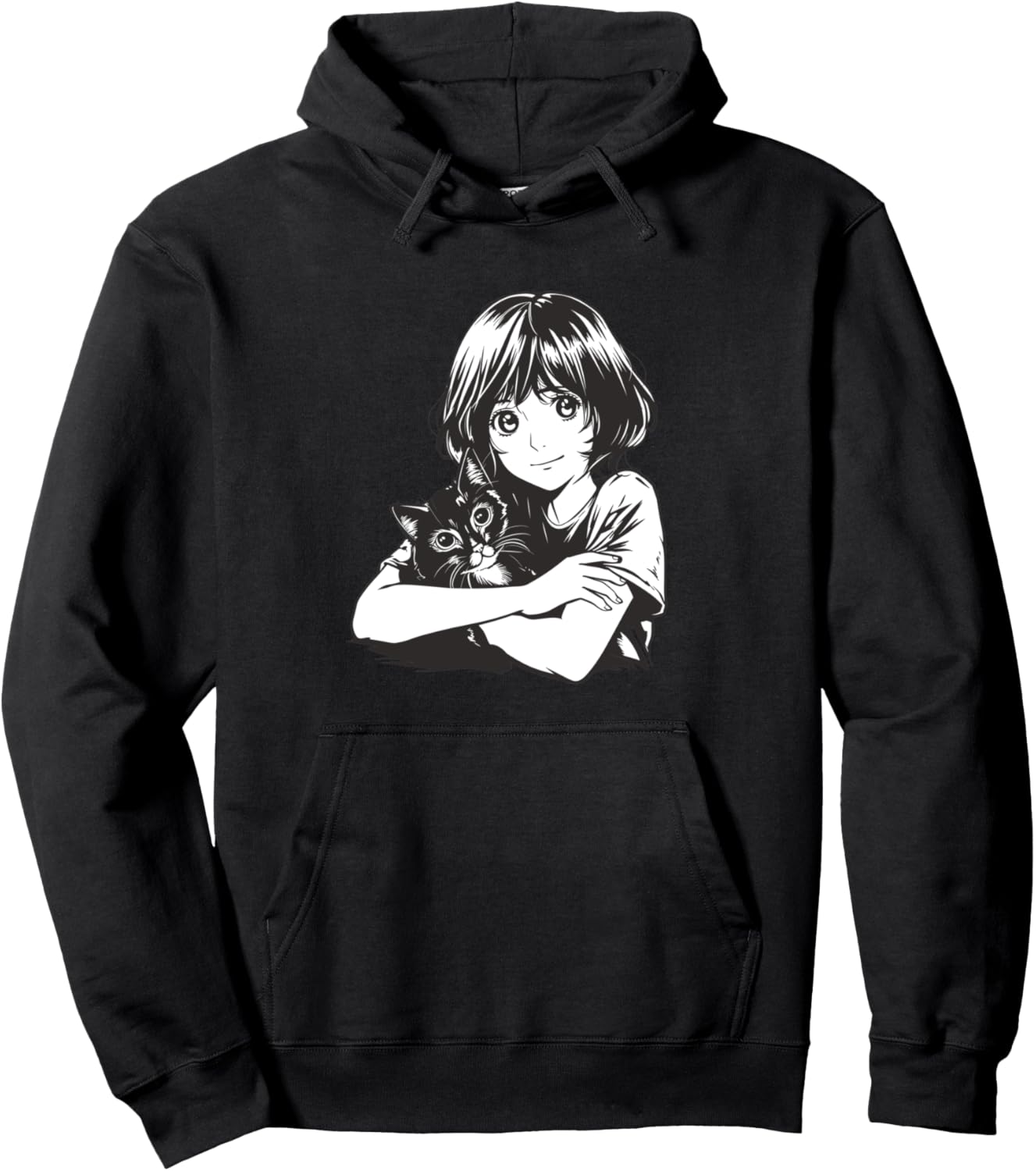 Anime and cats, Anime Girl Pullover Hoodie