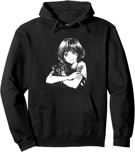 Anime and cats, Anime Girl Pullover Hoodie