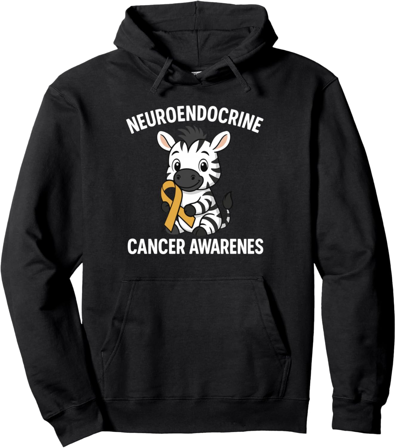 Neuroendocrine Cancer Awareness Zebra Ribbon Heart Pullover Hoodie