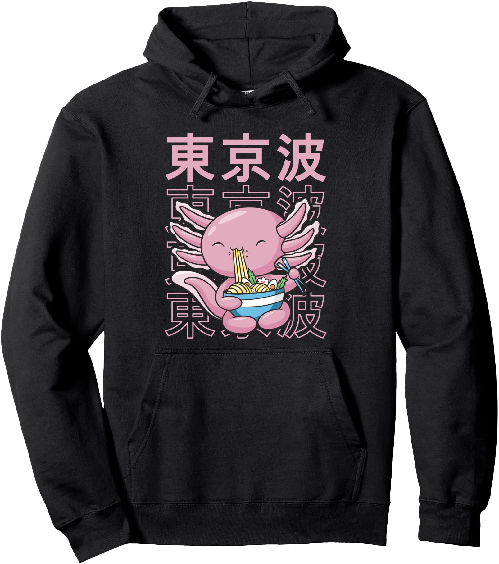 Kawaii Axolotl Eating Ramen Noodles Girls Teen Anime Pullover Hoodie