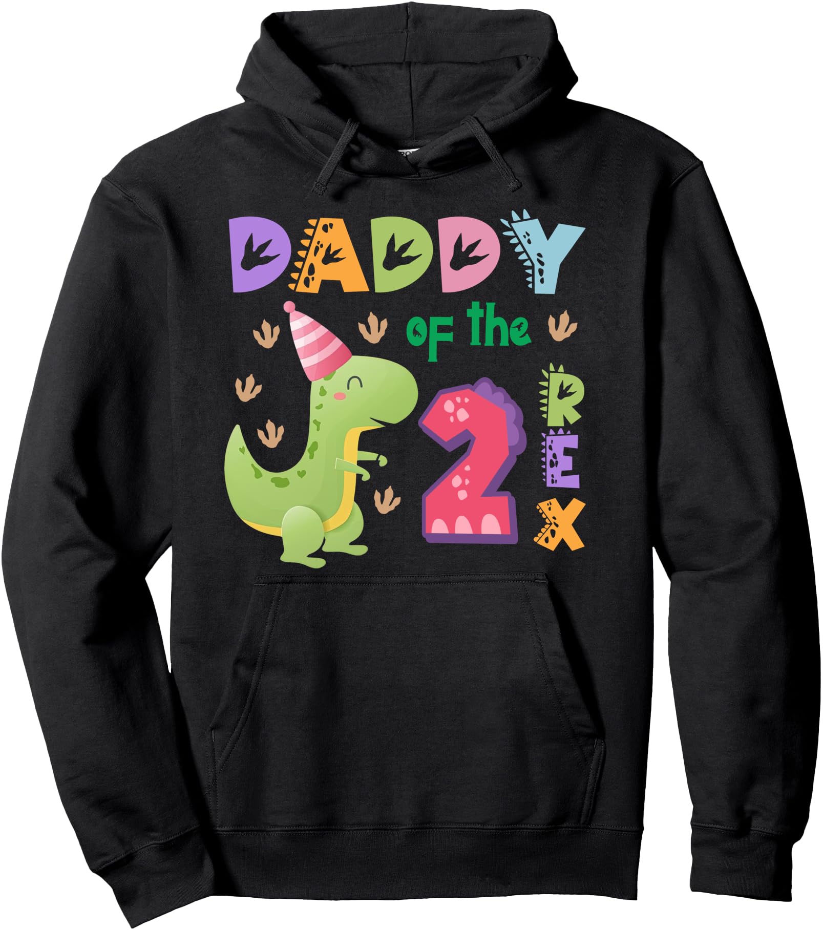 Daddy of the Two Rex Birthday Dinosaur Family Matching Pullover Hoodie