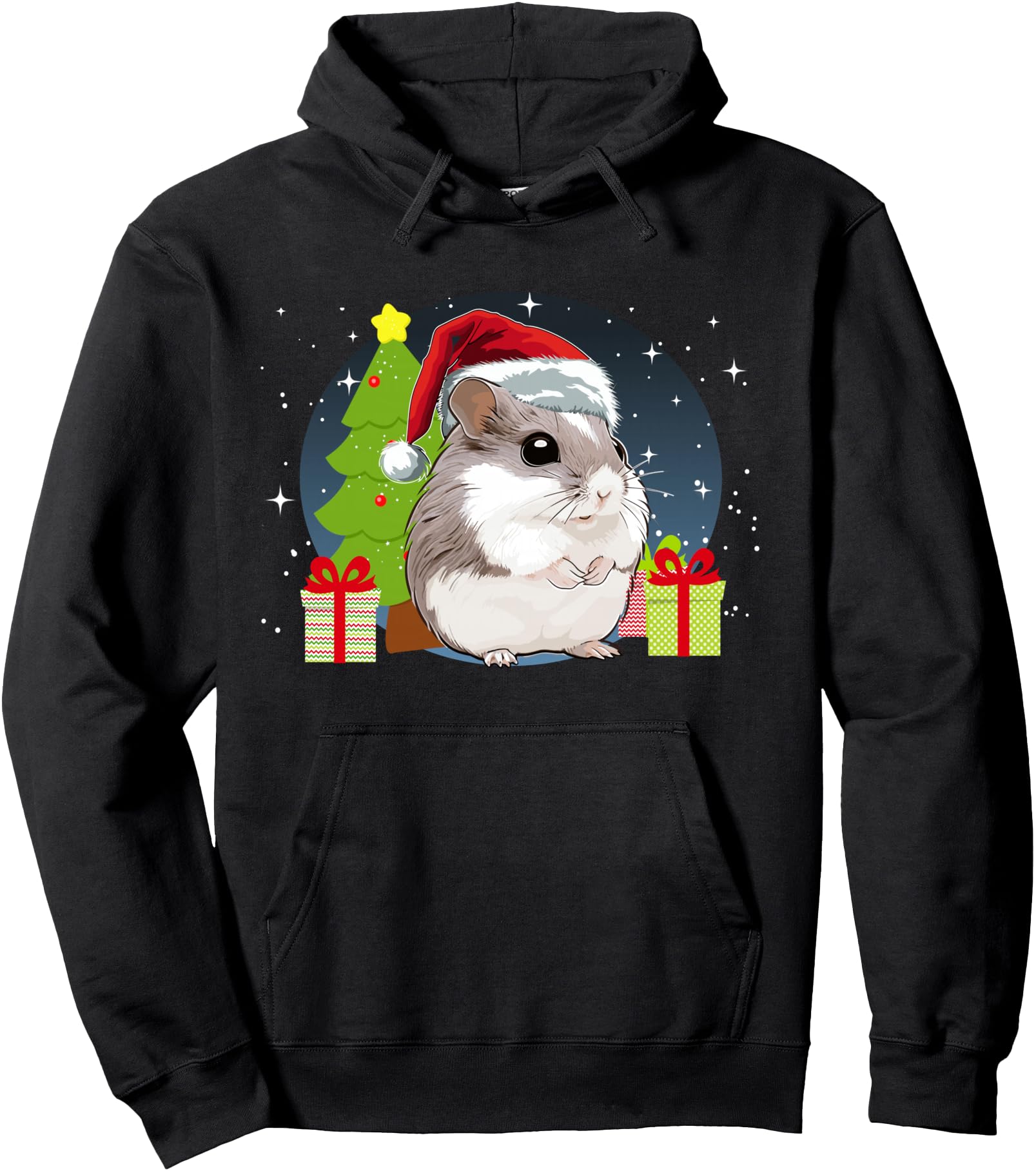 Hamster Santa Hat Cute Christmas Graphic Pullover Hoodie