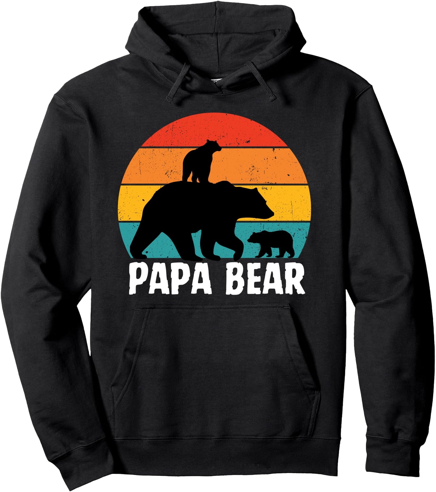 Old-School Fatherhood: Vintage Papa Bear with 2 Cubs Pullover Hoodie