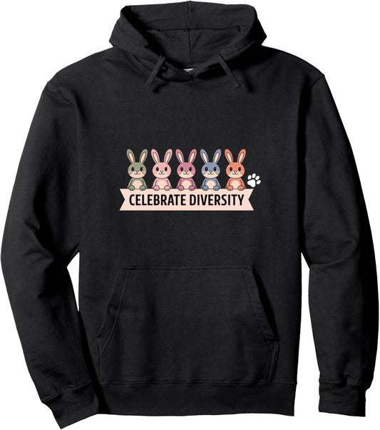 Celebrate Diversity Cute Pet Bunny Shirt for Rabbit Lovers Pullover Hoodie