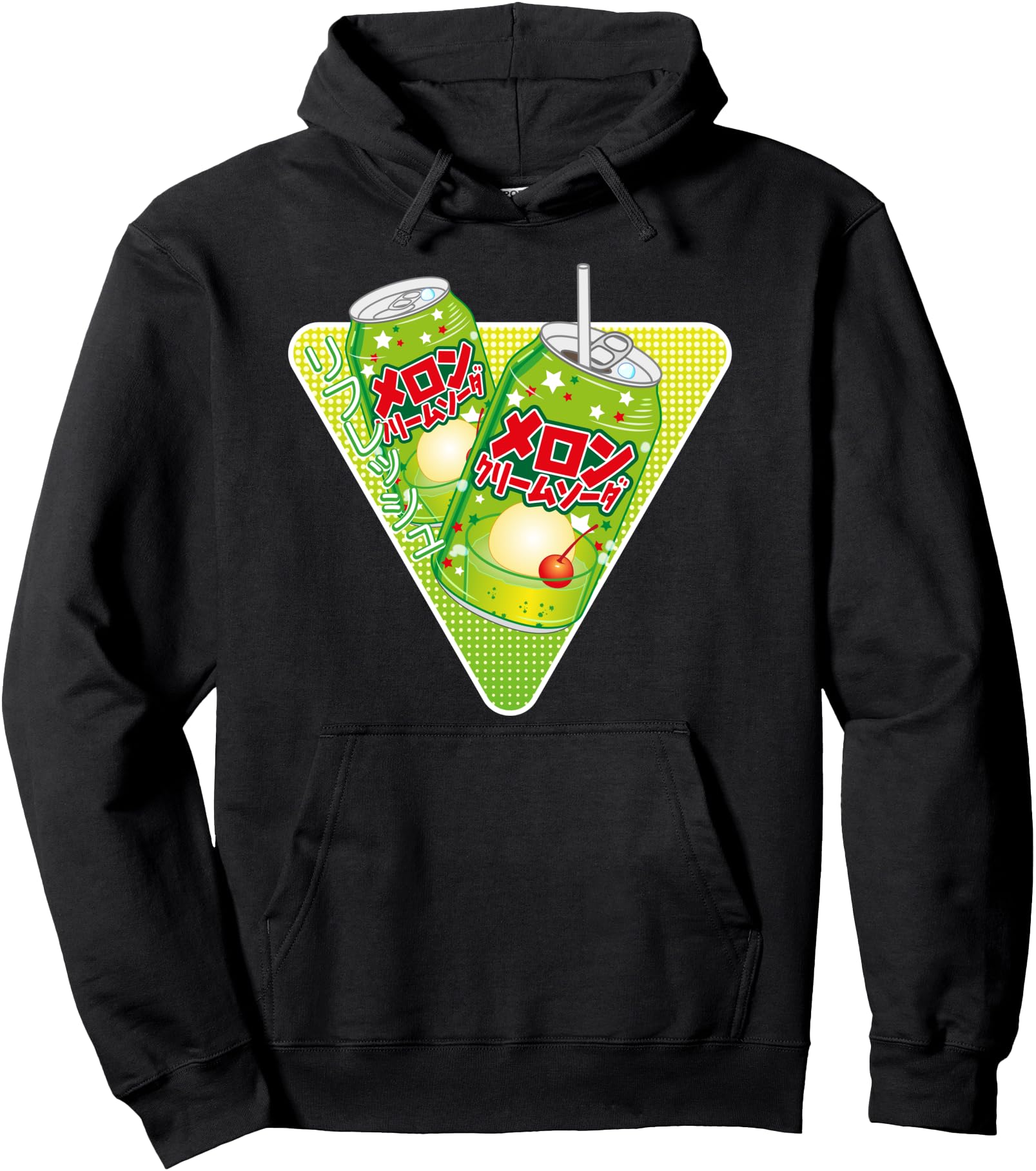 Kawaii Melon Soda Vaporwave Aesthetic & Japanese Kanji Pullover Hoodie