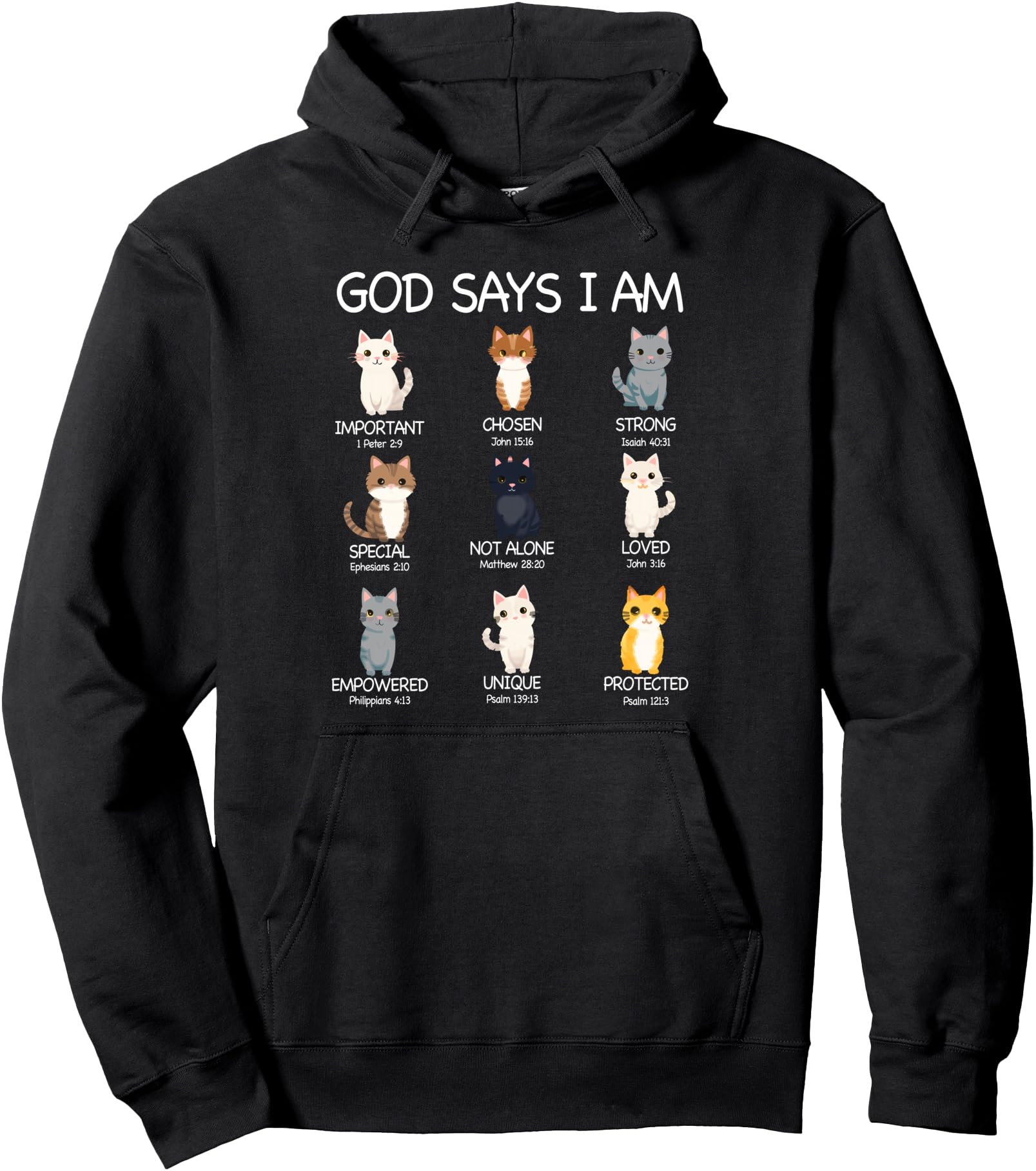 Funny Cat Girls Teens God Says I Am Christian Cat Lover Pullover Hoodie