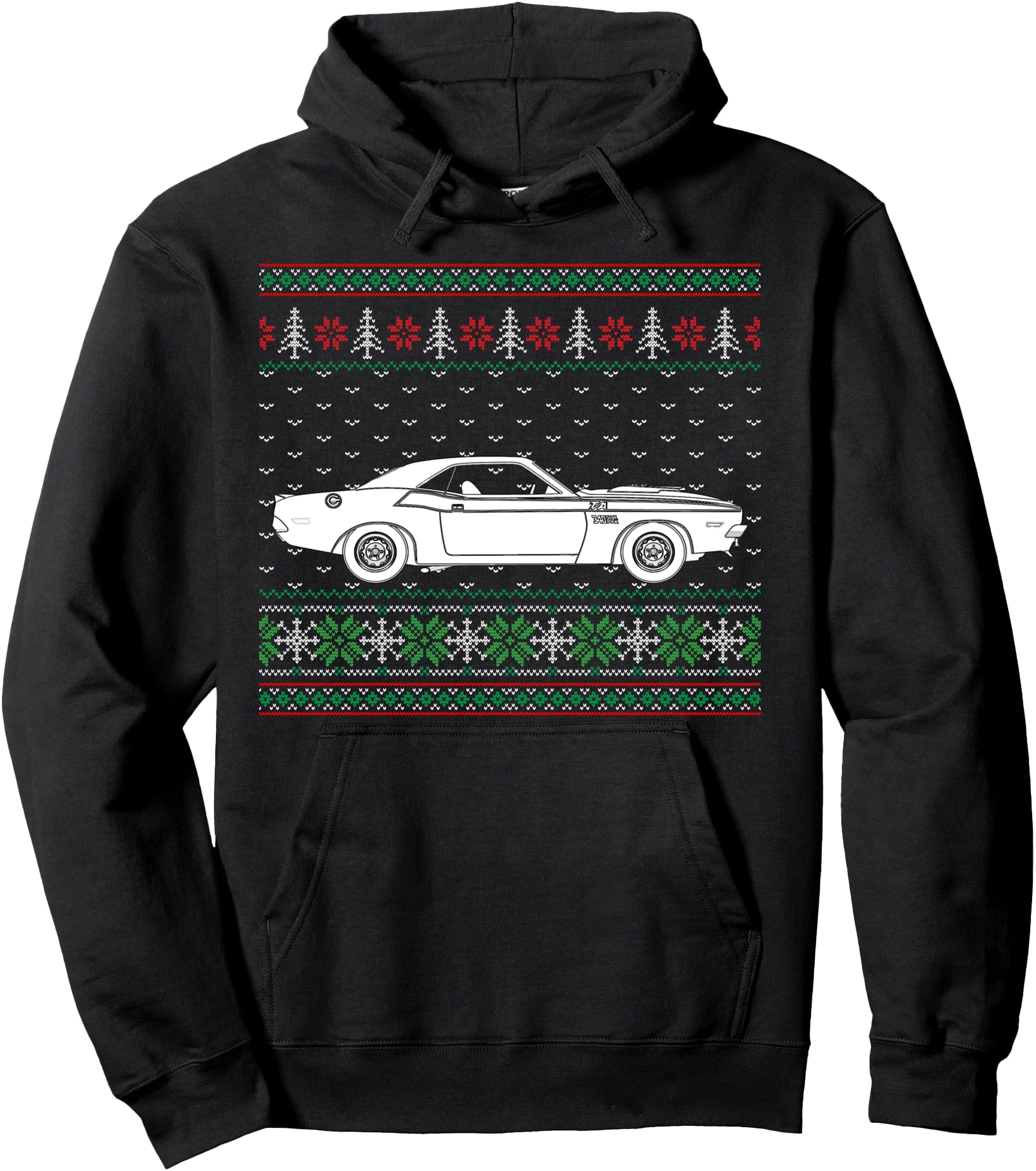Challenger Ugly Christmas Sweater Hoodie - Classic Car Shirt