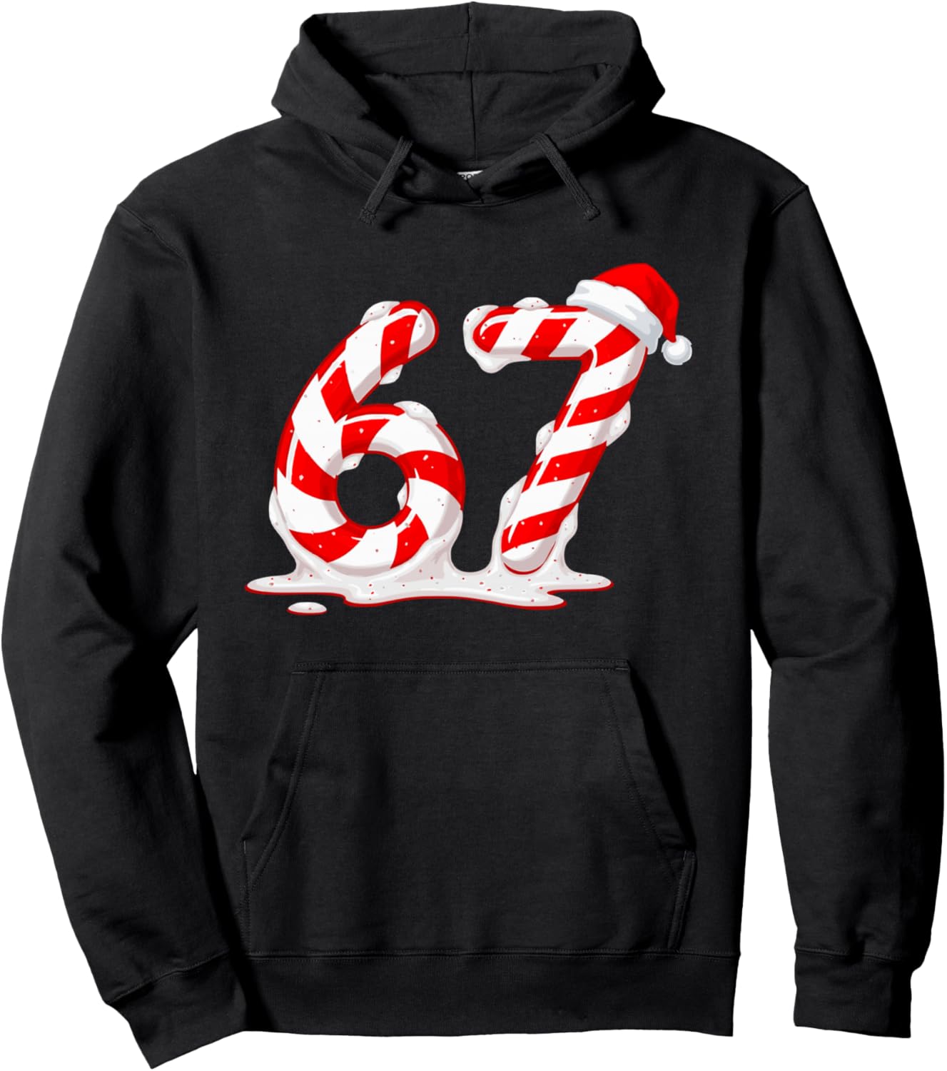 Candy Cane 67 Christmas Six Seven Santa Hat Kids Meme Pullover Hoodie