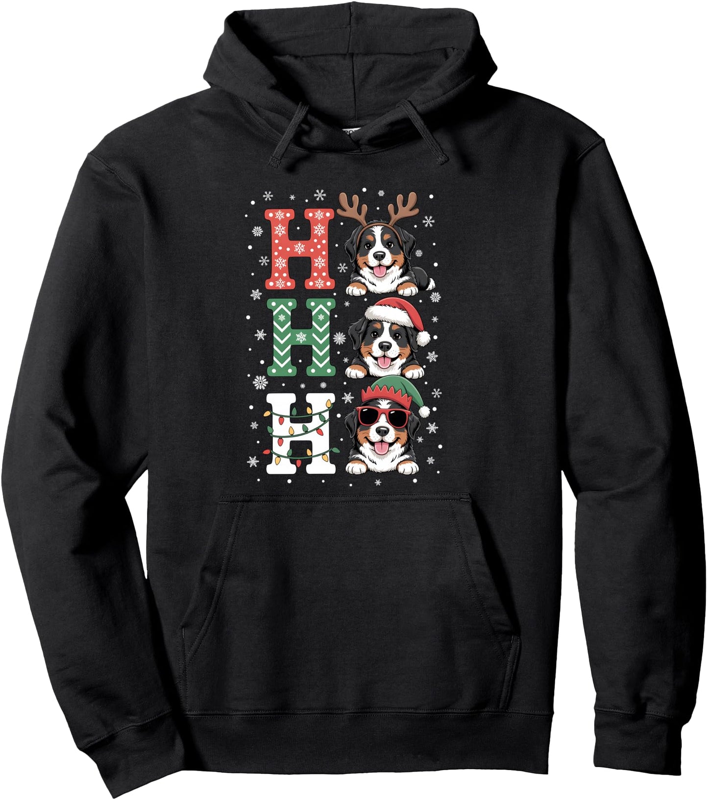 Funny Xmas Santa Ho Ho Ho Bernese Mountain Dog Christmas Pullover Hoodie