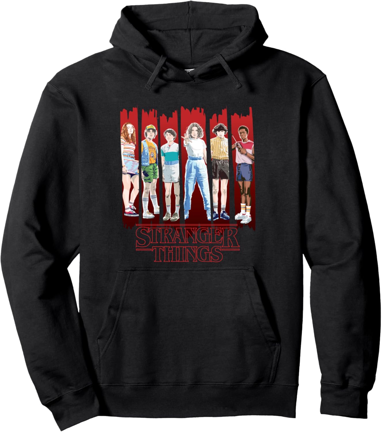 Stranger Things Main Group Vintage Character Panels Poster Pullover Hoodie