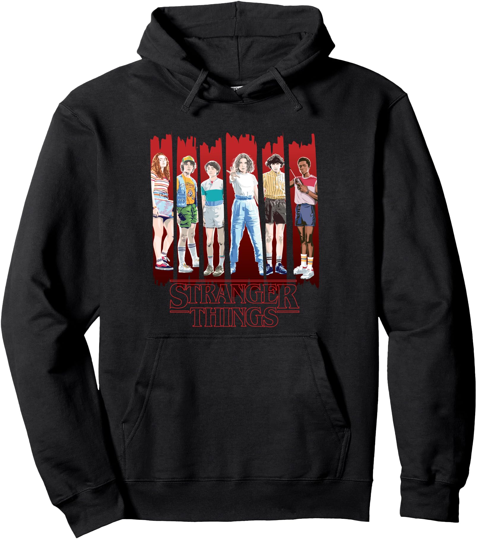 Stranger Things Main Group Vintage Character Panels Poster Pullover Hoodie