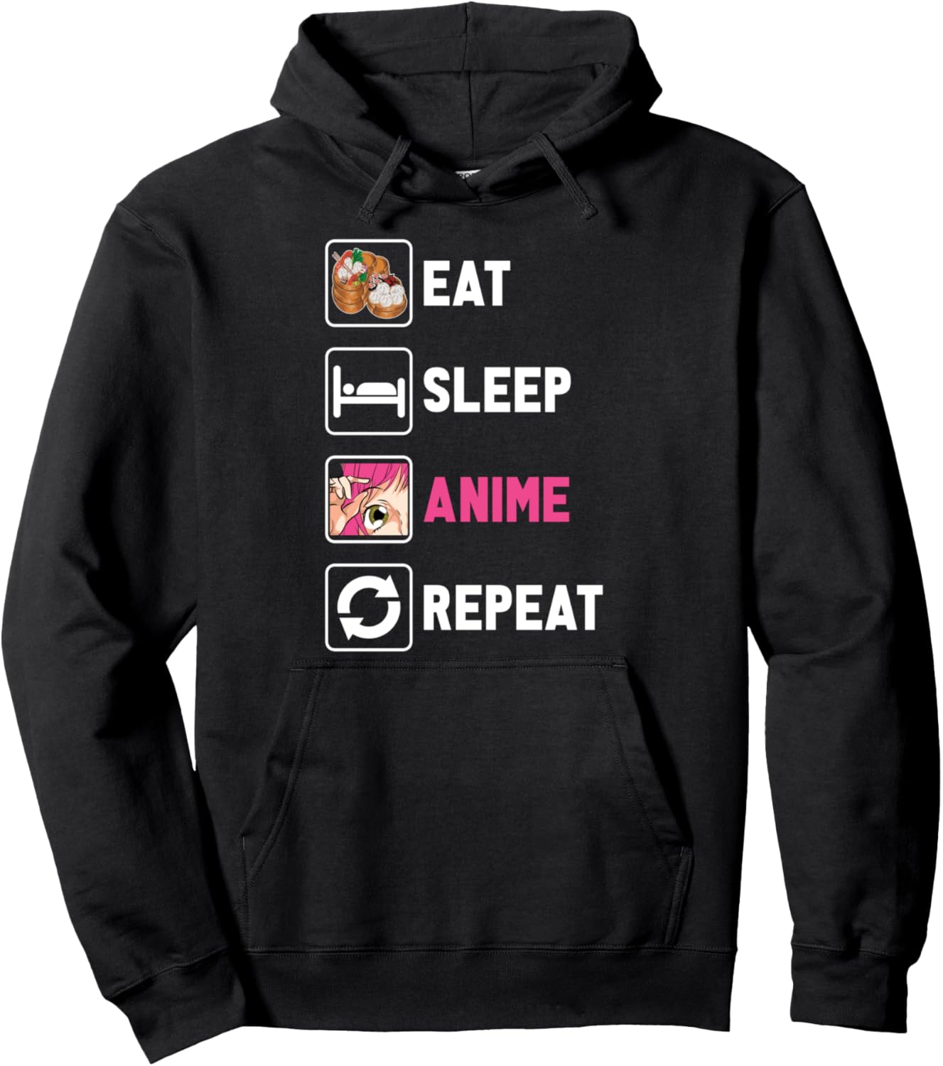 Japanese Otaku Eat Sleep Anime Repeat Kawaii Manga Anime Pullover Hoodie