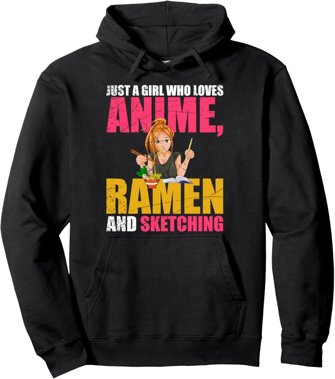 Doodle Sketching Kawaii Ramen Manga Otaku Girls Gift Anime Pullover Hoodie