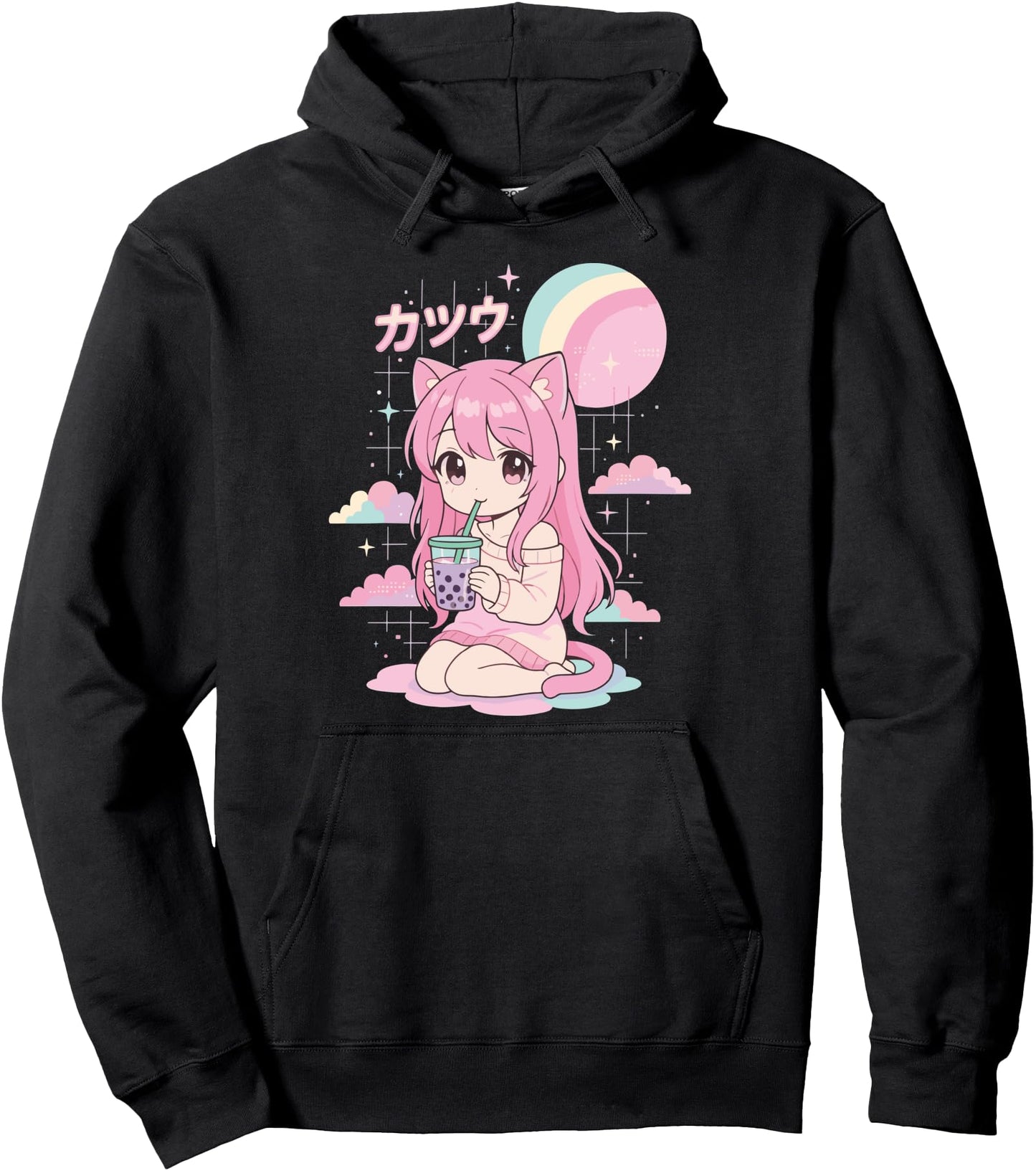 Anime Girl Boba Bubble Tea Kawaii Pullover Hoodie