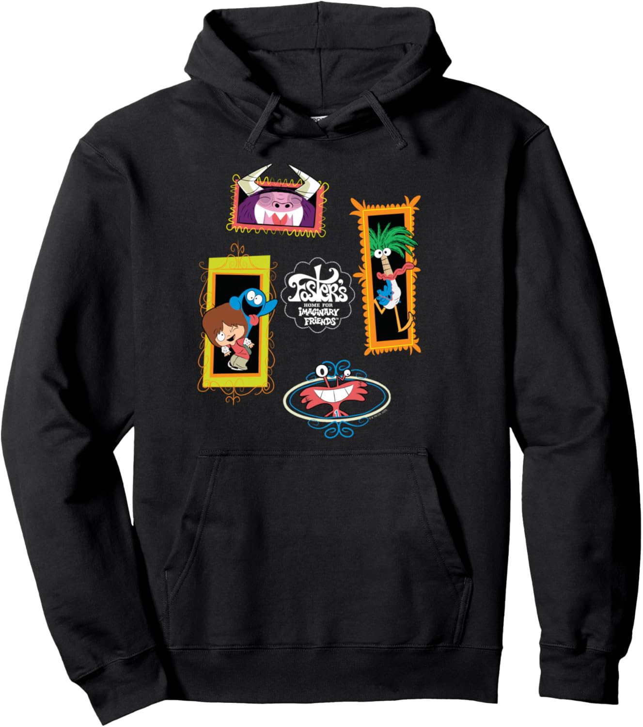 Fancy Framed Character Collage Funny Cartoon Pullover Hoodie