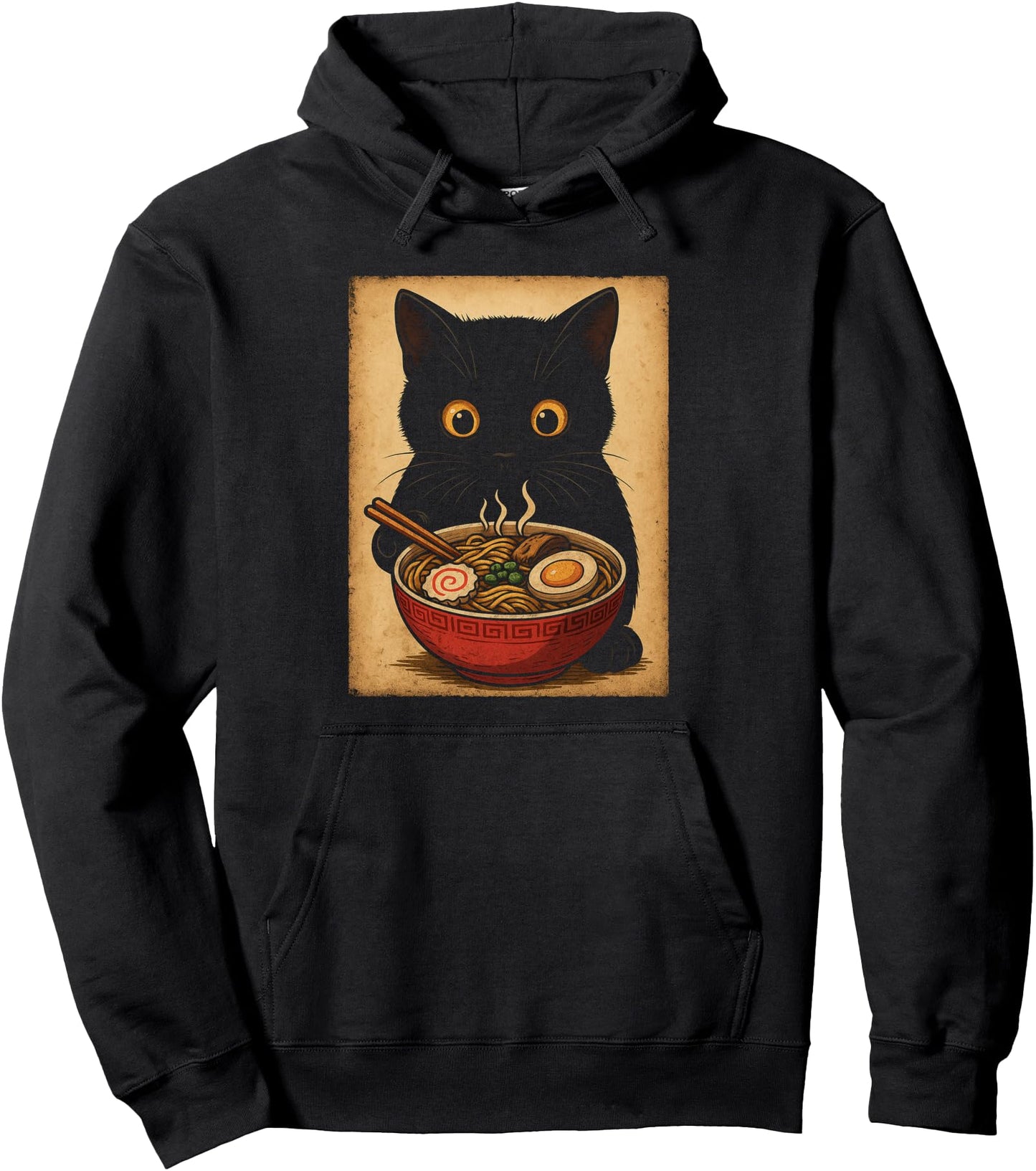 Anime Cat Ramen Japanese Funny Graphic Tees Kawaii Cat Anime Pullover Hoodie
