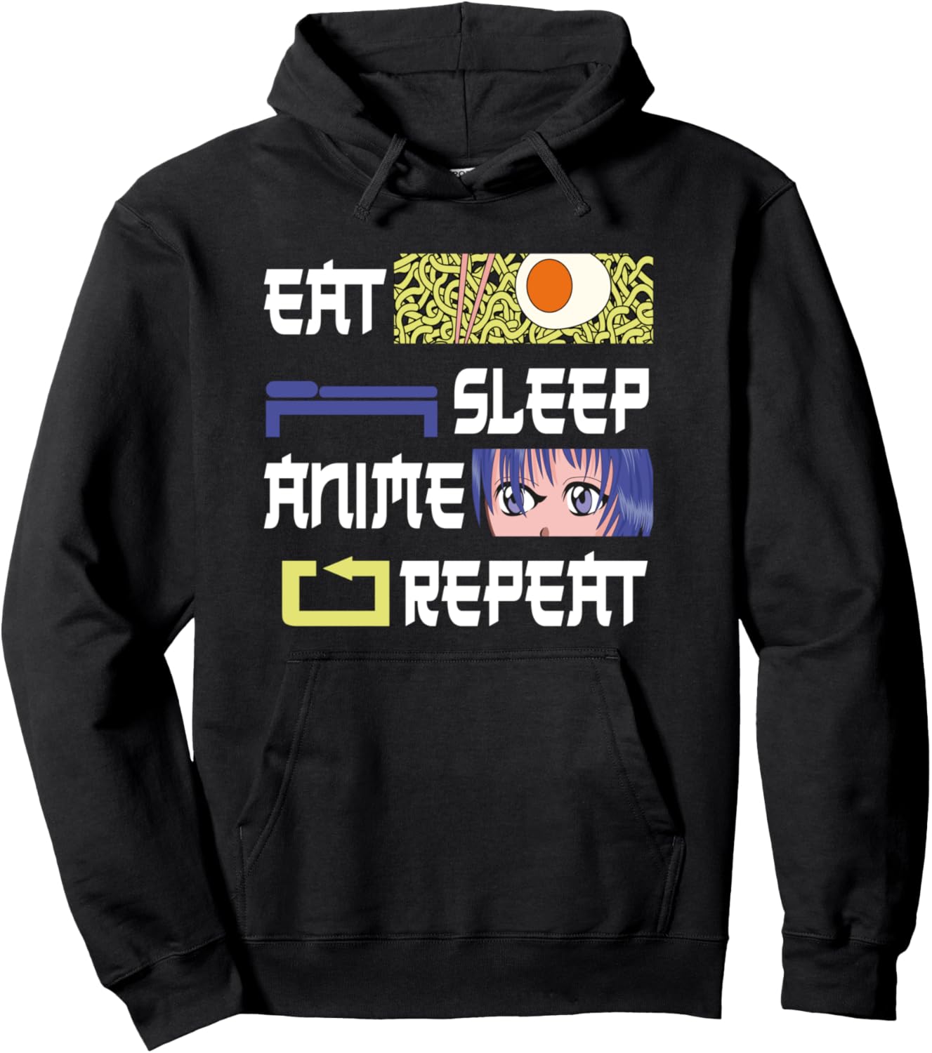 Food Sleep Anime Manga Repeat Anime Pullover Hoodie