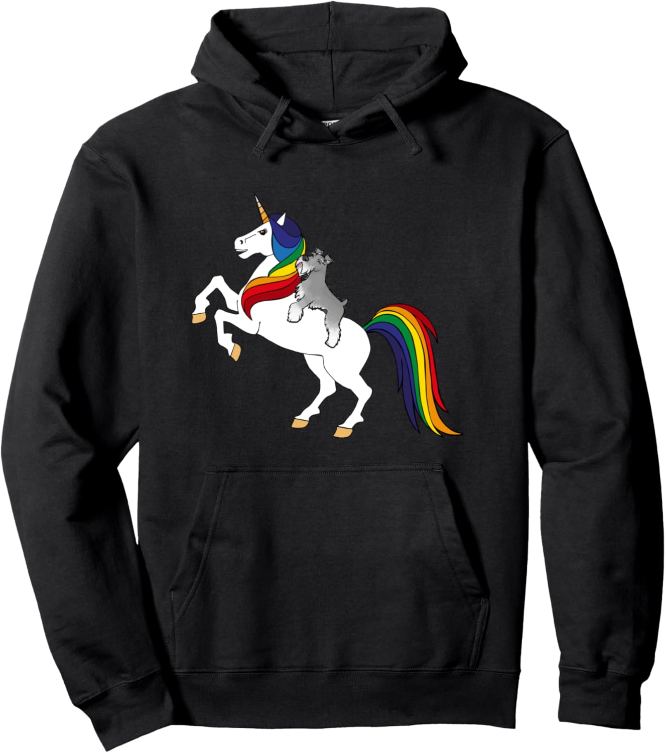 Funny Cartoon Unicorn Womens Girls Miniature Schnauzer Lover Pullover Hoodie