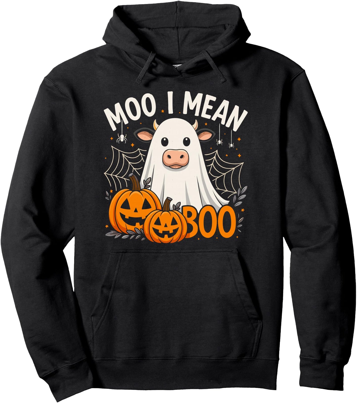 Moo I Mean Boo Funny Ghost Cows Halloween Highland Cow Pullover Hoodie