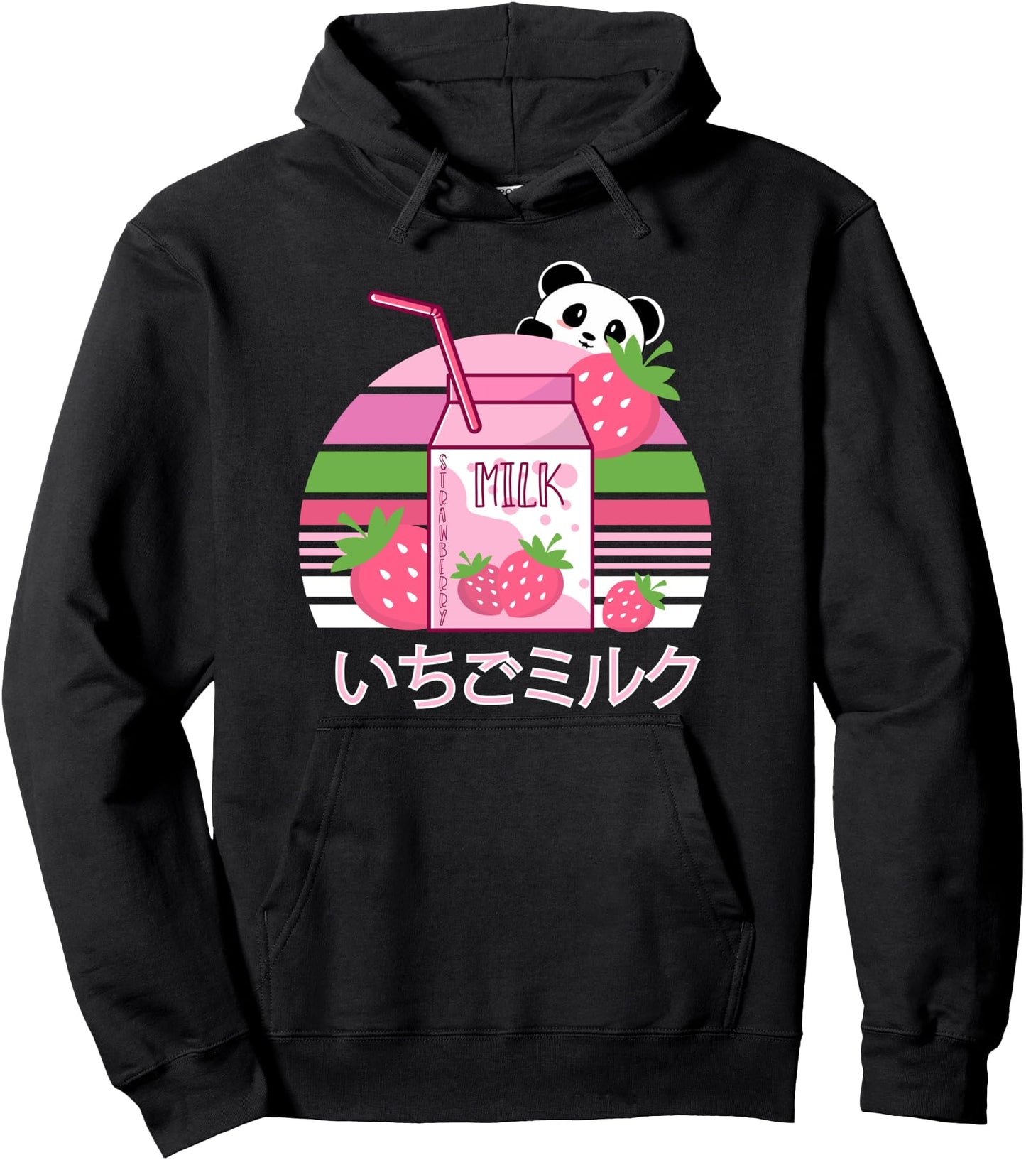 Japanese Strawberry Milk Kawaii Panda Anime Pullover Hoodie