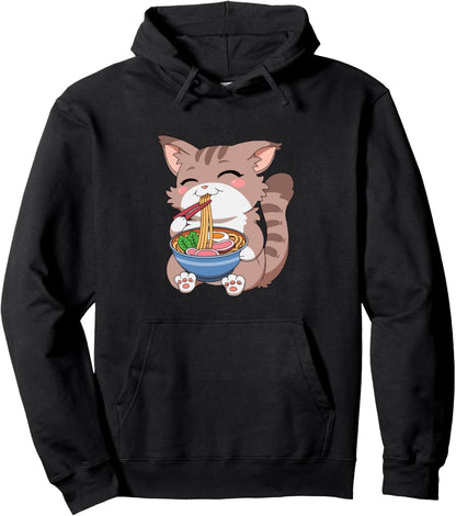 Cat Ramen Tshirt Japanese Kawaii Anime Pullover Hoodie