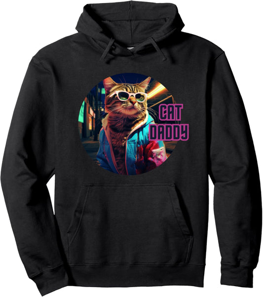 Cat Daddy Vintage Retro 80s and 90s pet lover Pullover Hoodie