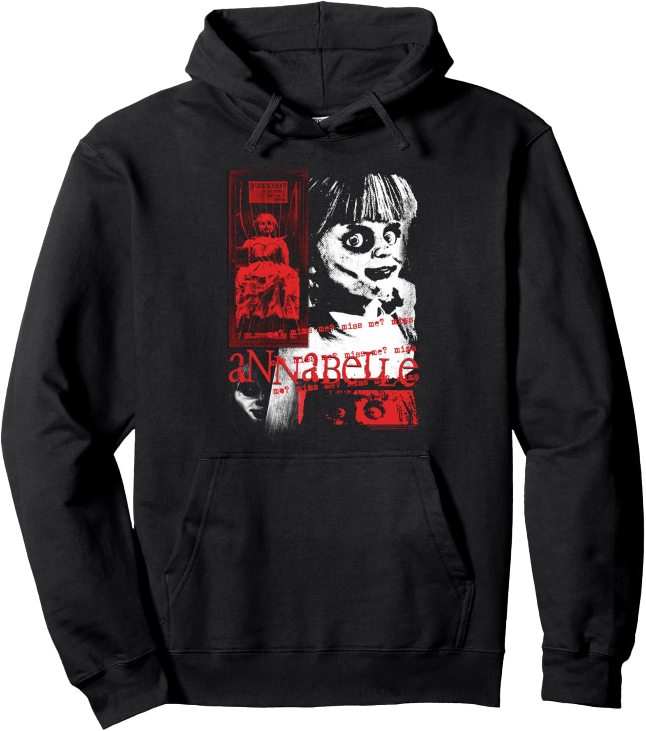 Annabelle High Contrast Zine Collage Horror Movie Pullover Hoodie