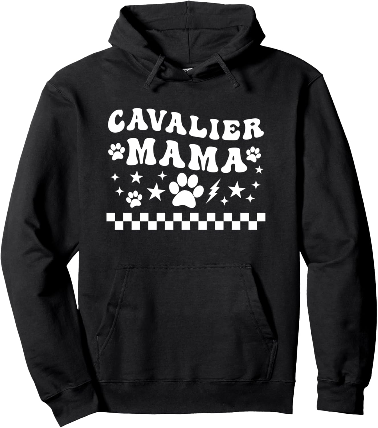 Cavalier Dog Mom Fur Mama Retro Groovy Women's Pullover Hoodie