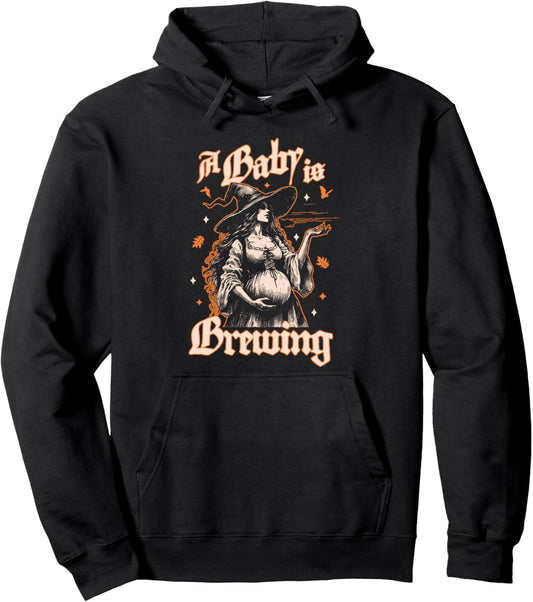 A Baby Is Brewing - Pregnancy Announcement Halloween New Mom Pullover Hoodie