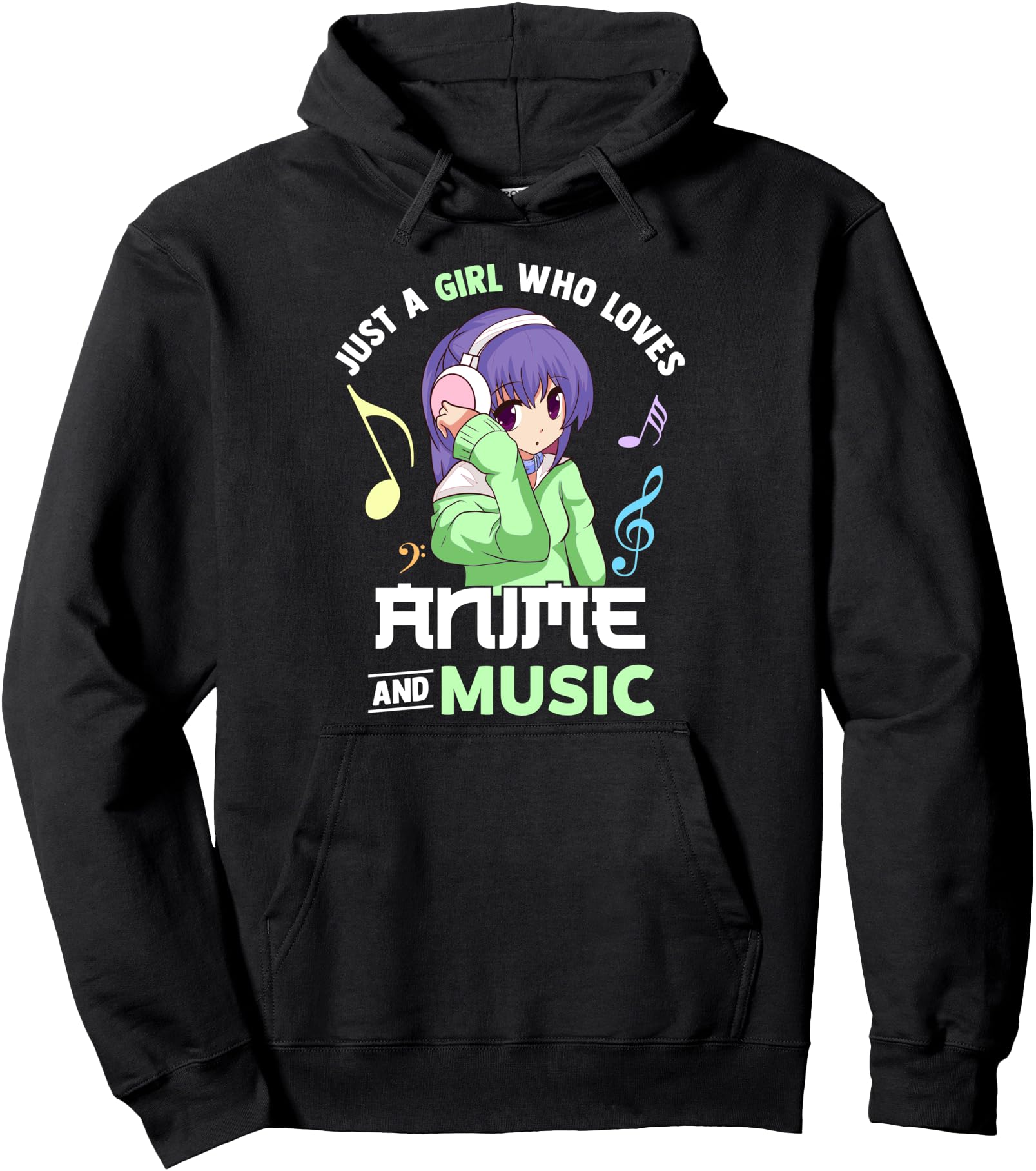Just A Girl Who Loves Anime and Music Women Anime Musician Pullover Hoodie