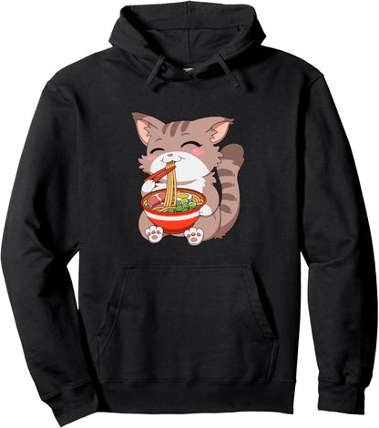 Cat Ramen Tshirt Japanese Kawaii Anime Pullover Hoodie